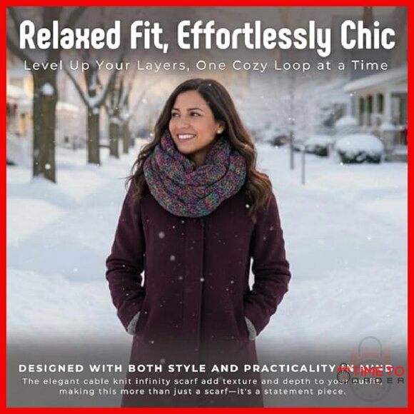 Oversized Chunky Infinity Scarf - Soft Acrylic Winter Wrap Cozy Style - Picture 4 of 8